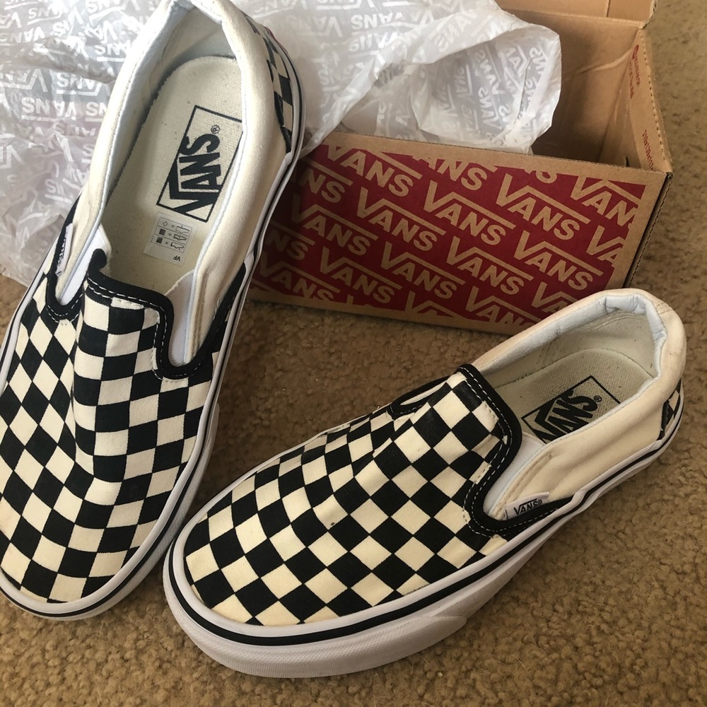 Black and white checkered Vans